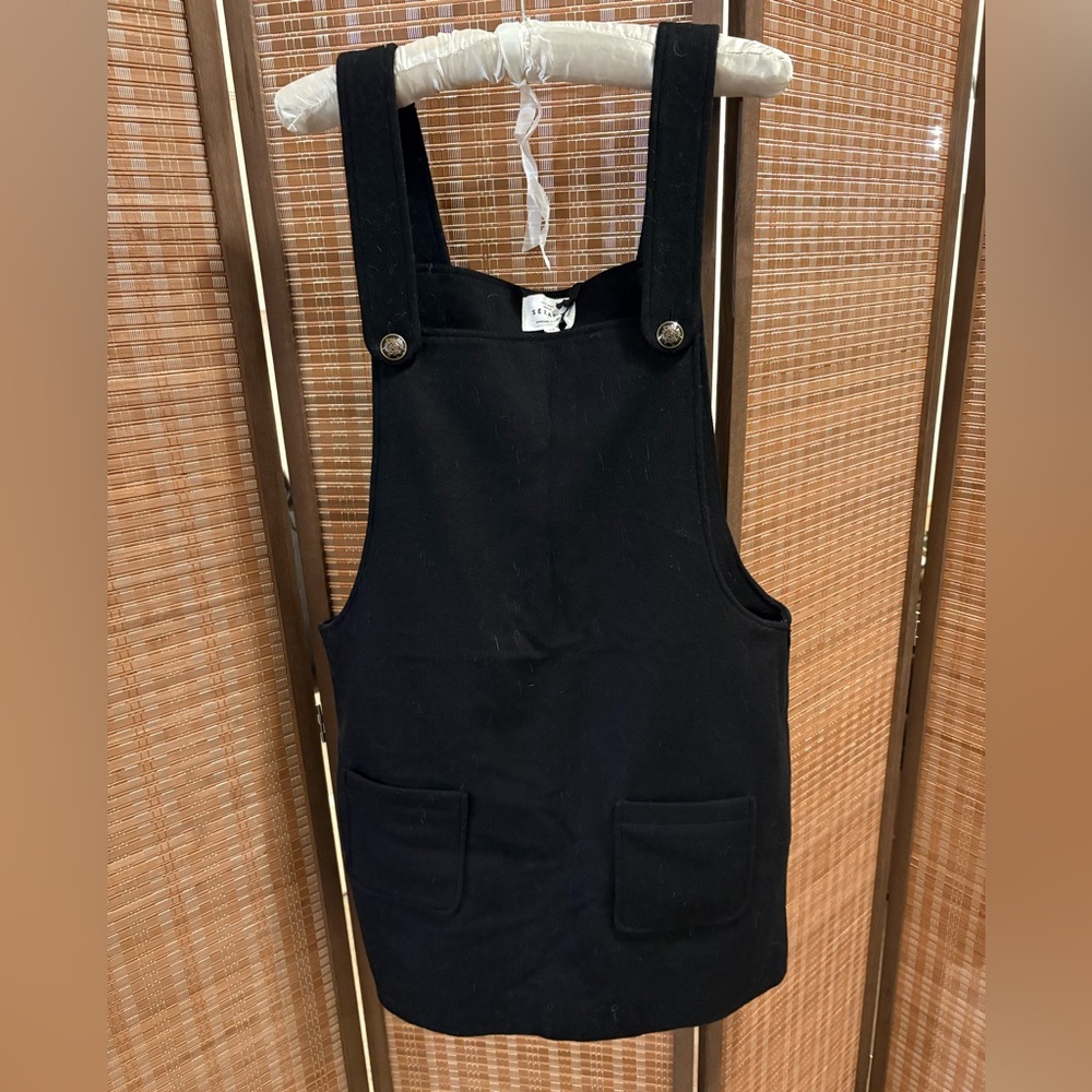 Sezane Black Wool Pinafore Dress - NWT